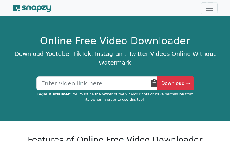 Snapzy - Online Free Video Downloader